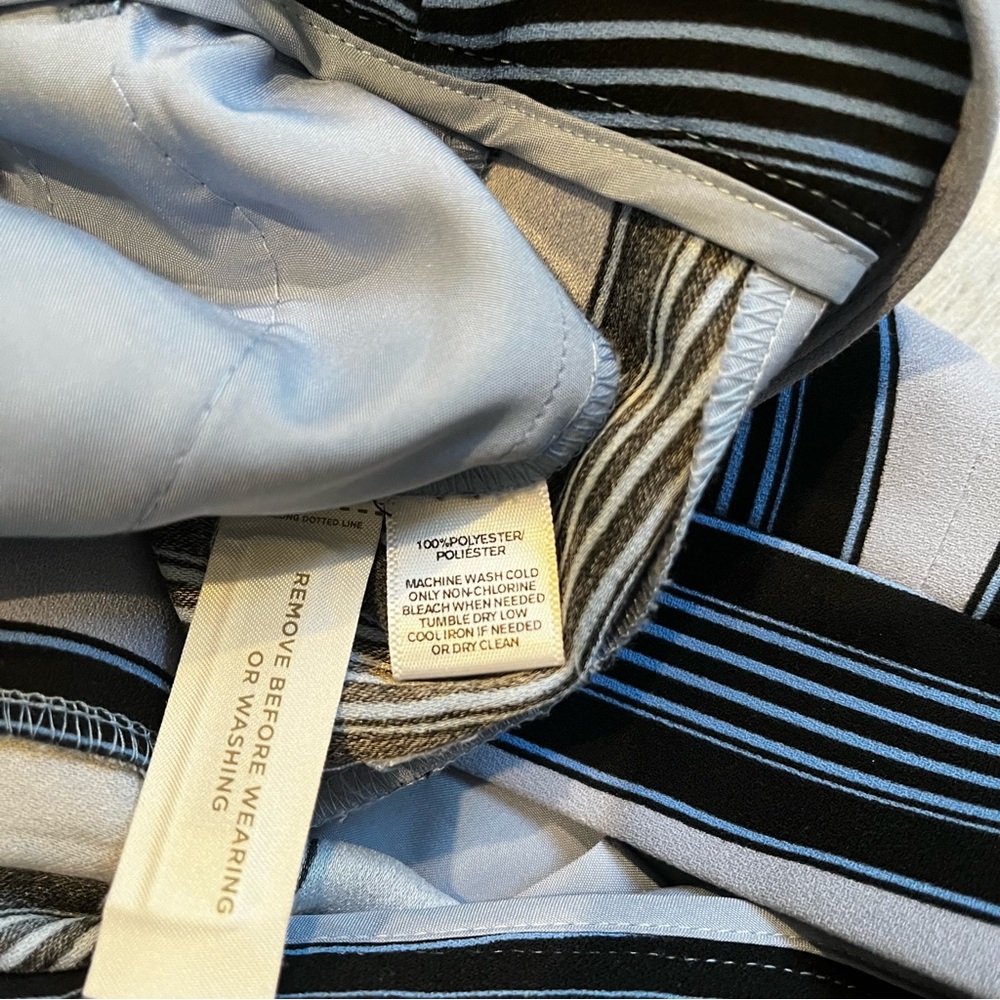 Ann Taylor LOFT Striped Crop Wide Leg Trousers, Sz 8P (missing tie sash) - Picture 12 of 12